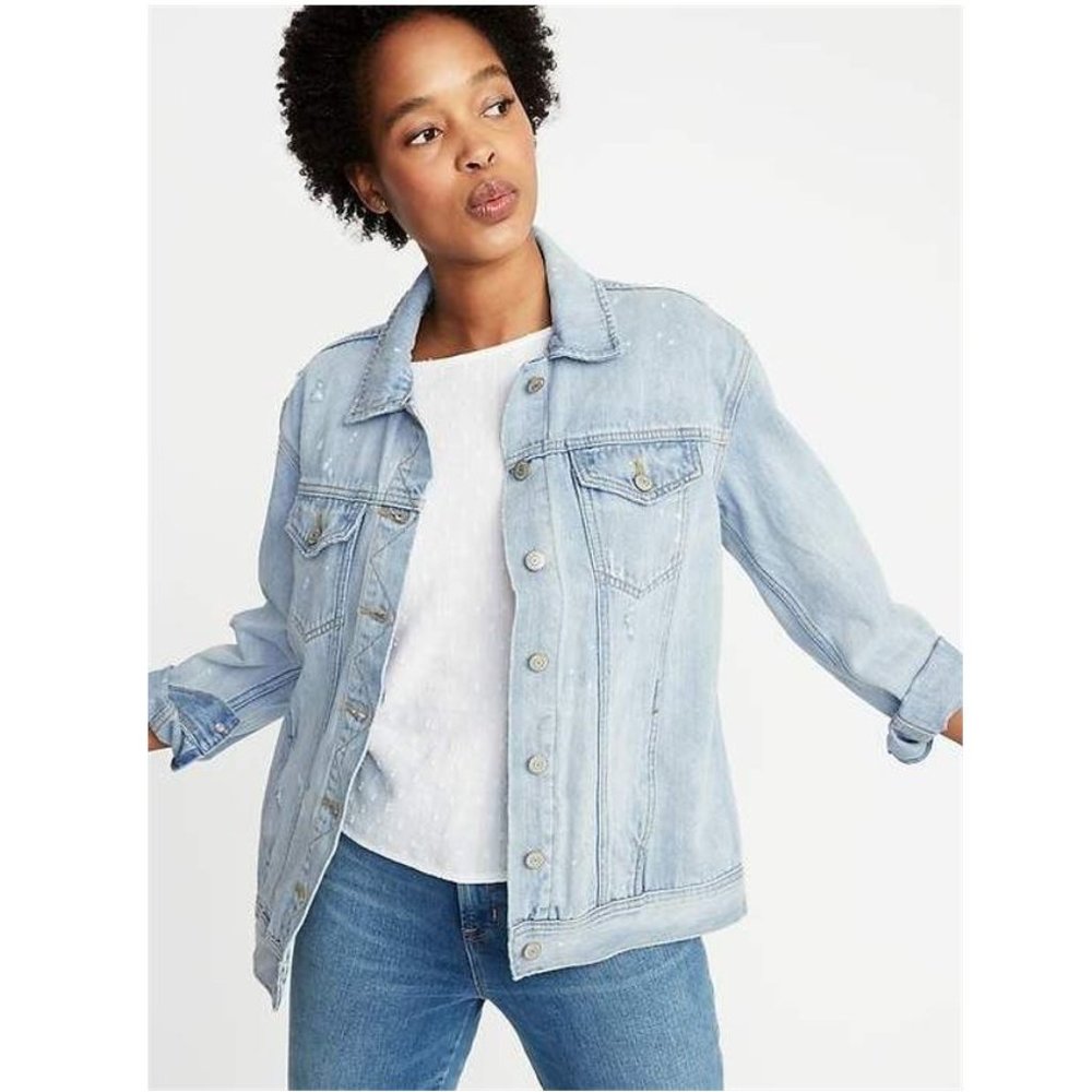 Old Navy Light-Wash Distressed Denim Jacket